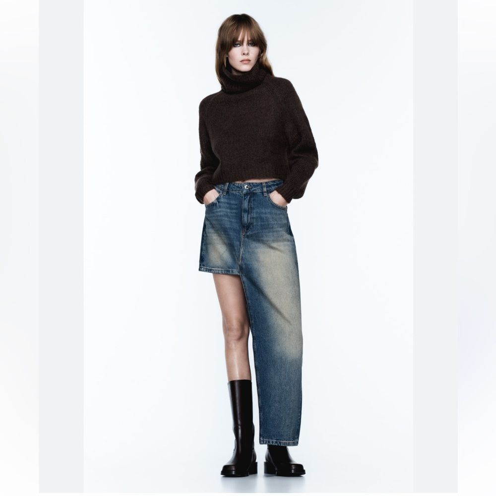 ZARA Asymmetric Denim Skirt XSMALL